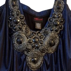 Vintage Torrid Blue Sparkle Glittery Shimmer Beaded Bling Drape Cosplay Top 4X
